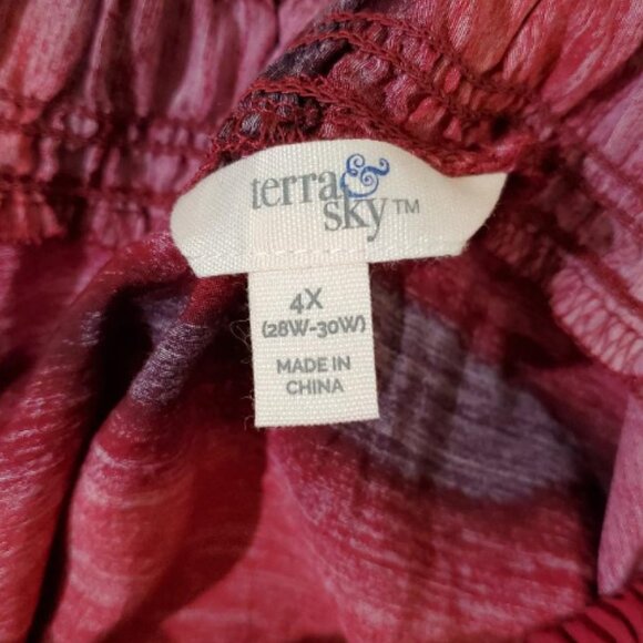 Terra And Sky Long Sleeve Peasant Tiered Maxi Dress 4X (28W-30W) - Picture 5 of 10